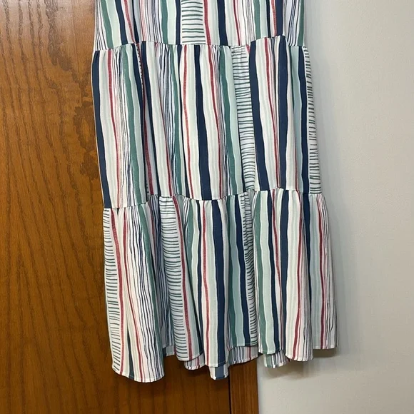 LANE BRYANT UEC Size 14/16 Striped Tiered Maxi Skirt Pull on style elastic waist - Picture 3 of 9